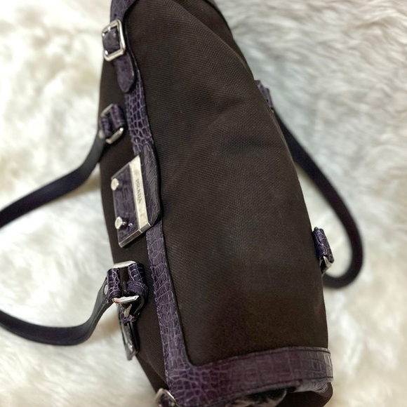 PRADA 
Canapa Cocco Sacca Shoulder Bag Ebano Malva - Picture 4 of 11